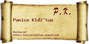 Panics Klétus névjegykártya